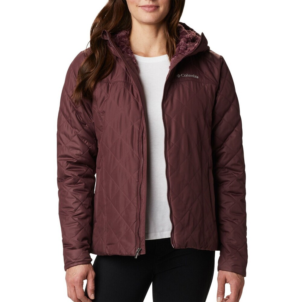 Columbia Copper Crest Quilted Jacket Women's 2X Maroon Full Zip Hooded JZZ572